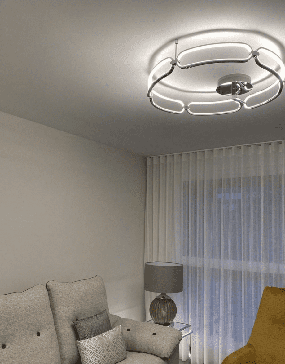 COLETTE: Plafón redondo Cromo de 65W Led  Schuller 786577 de 80cm diámetro.