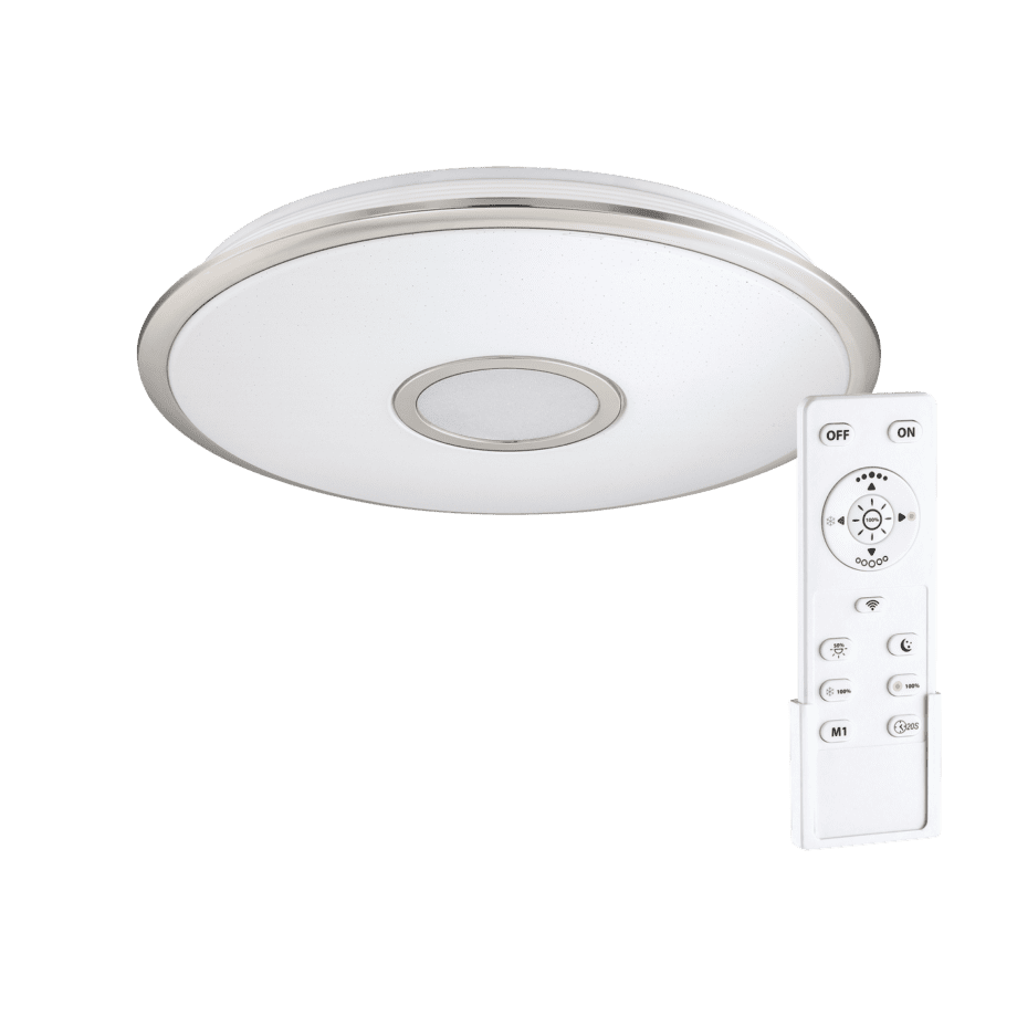 Plafón NILO de 30W Led redondo Níquel satinado con mando a distancia