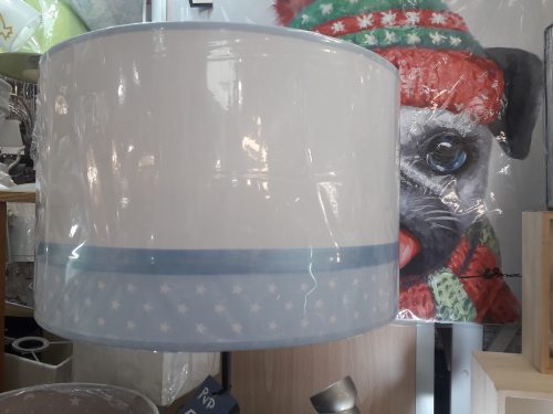 Lámpara de Pantalla ZERC, blanca y azul afrodita con ribete, 437 Marinisa, 35cm
