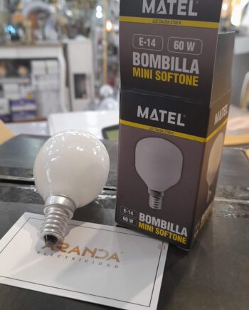 Bombilla esférica incandescente opal 60w E14 mini softone Matel