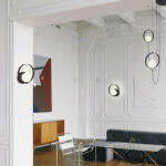 HALO - Aplique pared Negro texturado con tulipa blanca de 5w Led
