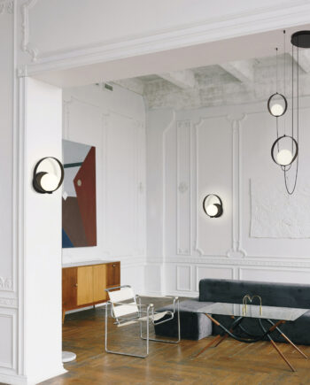 Aplique de pared HALO Negro texturado con tulipa blanca ACB Iluminación