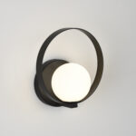 HALO - Aplique pared Negro texturado con tulipa blanca de 5w Led