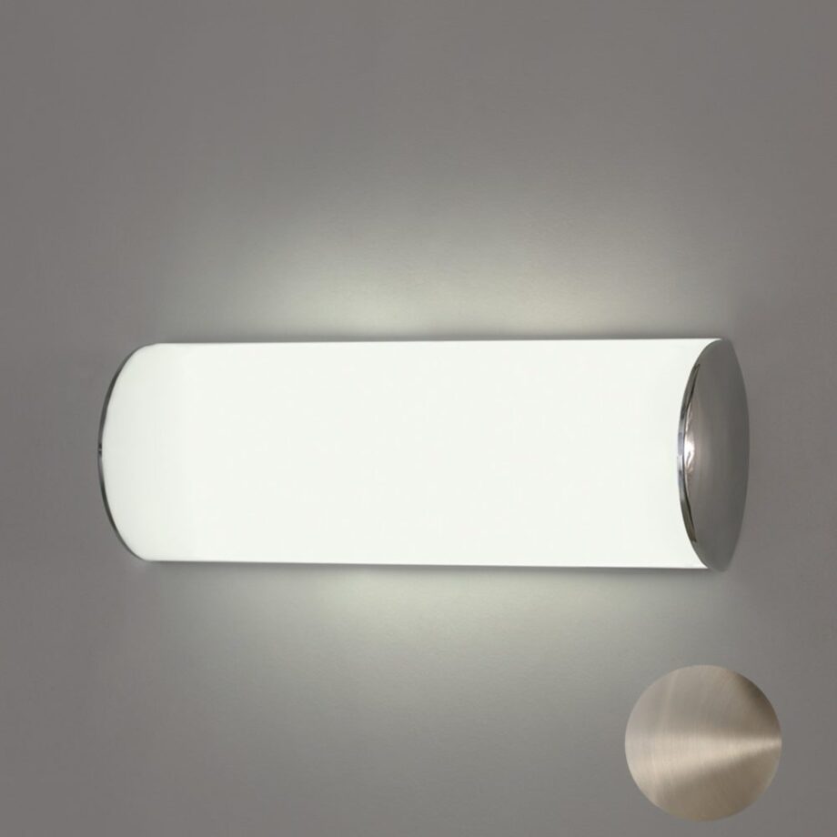 CASIO: Aplique cristal opal blanco con níquel satinado A16501NMIP 28,5cm, Ip44 Acb Iluminación