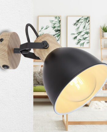 WIHO: Foco orientable en E27  Negro y madera 54018-1S Globo Lighting.