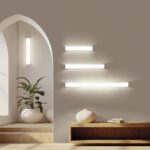 ALDO: Aplique cristal opal blanco con cromo con 18W Led en luz cálida 3k o neutra 4k con interruptor de selección, Ip44, A3432170C Acb Iluminación. 53cm.