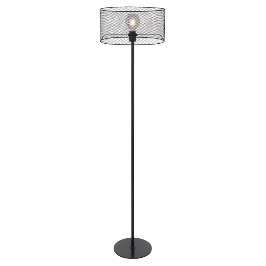 DOPS: lámpara de pie negra con pantalla de rejilla ovalada 15295S Globo Lighting. STOCK DISPONIBLE EN TIENDA