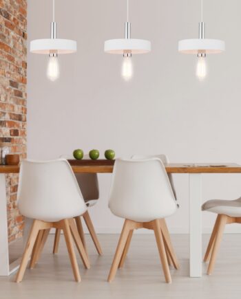 Colgante CRISTINA cromo y yeso blanco E27 decorativ