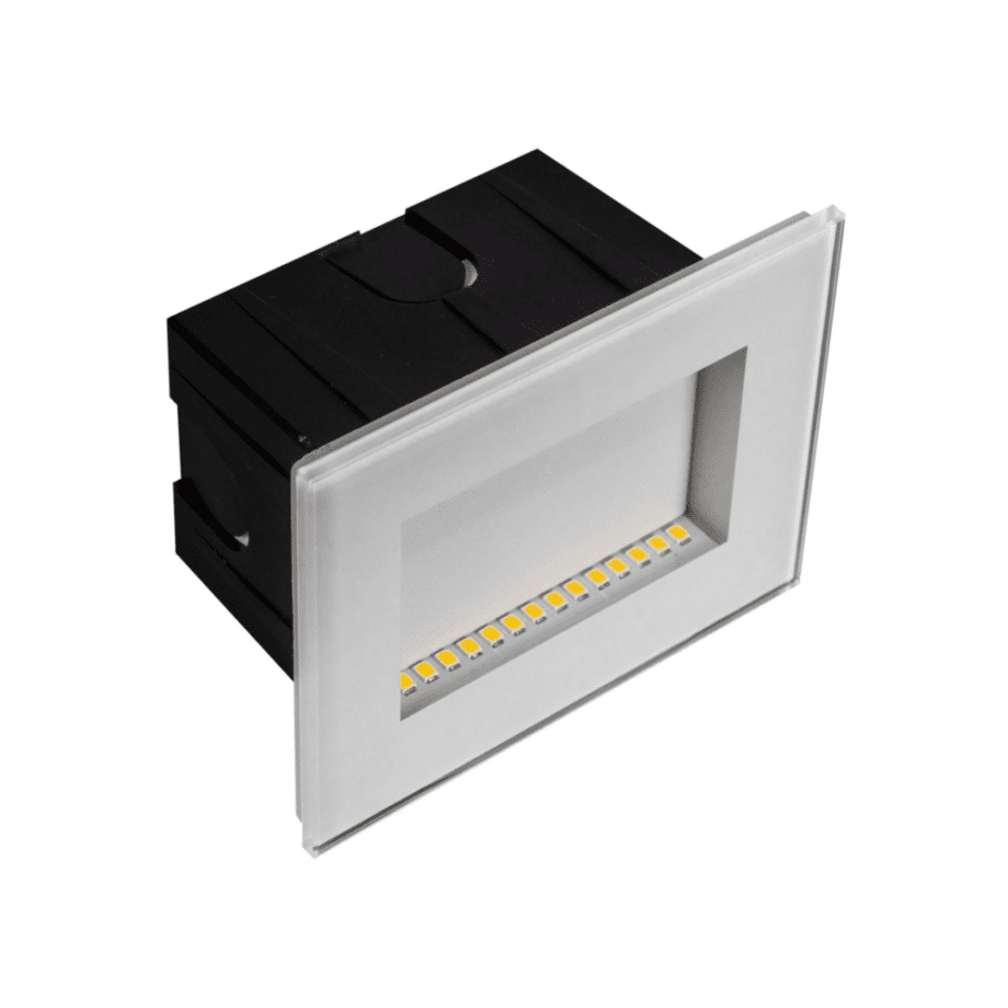 Aplique empotrable / Ilumina escalones Led blanco aluminio y cristal templado 3w 3k STEP Acontract