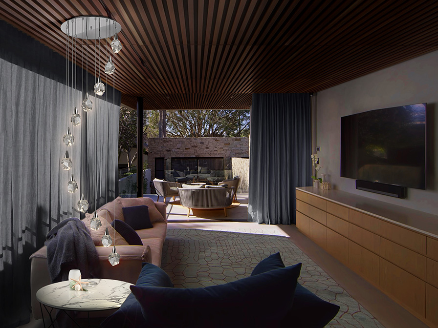 Lámpara AQUARIA base redonda con 12 luces cromo y cristal burbujas de 48W Led