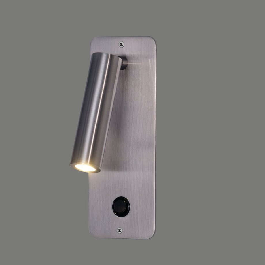 ARON: Aplique níquel satinado con Lector 3W Led luz cálida 3k, empotrable y con interruptor, E32401NS  Acb Iluminación.