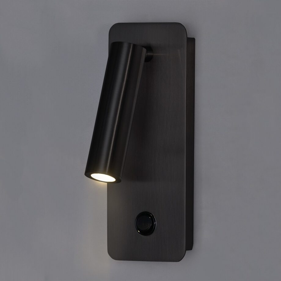 ARON: Aplique negro con Lector 3W Led luz cálida 3k con interruptor, A32401N Acb Iluminación.
