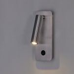 ARON: Aplique níquel satinado con Lector 3W Led luz cálida 3k con interruptor, A32401NS Acb Iluminación.