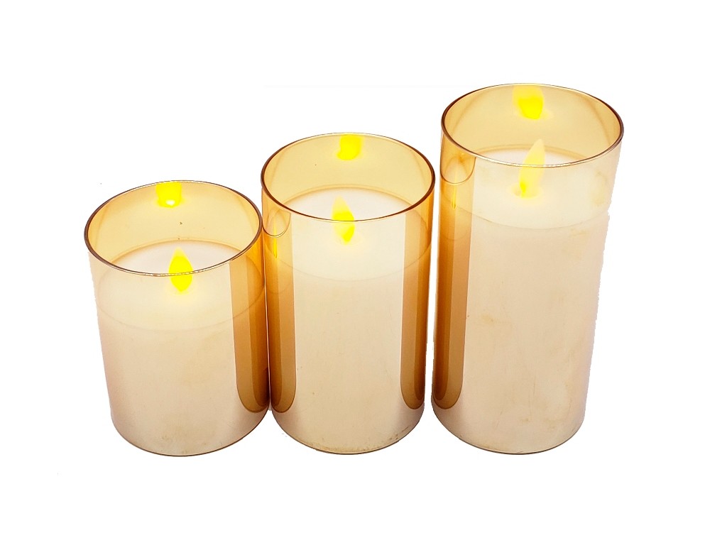 Set de 3 velas decorativas LED perla