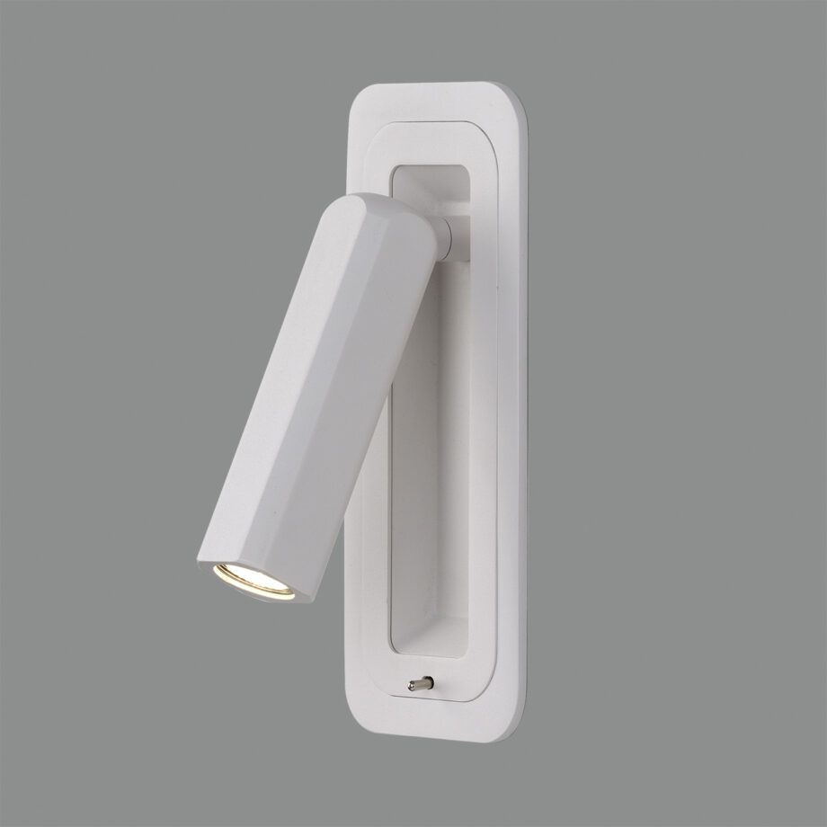 Aplique blanco BOHEME de lector empotrable con interruptor E382620B Acb Iluminación.
