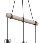 MINA: Lámpara con madera y negra con 3 luces de rejilla para 3 bombillas E27, 15326-3H Globo Lighting. STOCK DISPONIBLE EN TIENDA