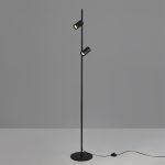 GINA: Lámpara negra de pie de 2 focos orientables gu10 Led, H3874080N Acb Iluminación. 160cm altura.