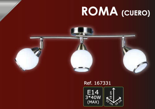Lámpara ROMA semiplafón cuero con 3 esferas blancas E14 Lumsevi