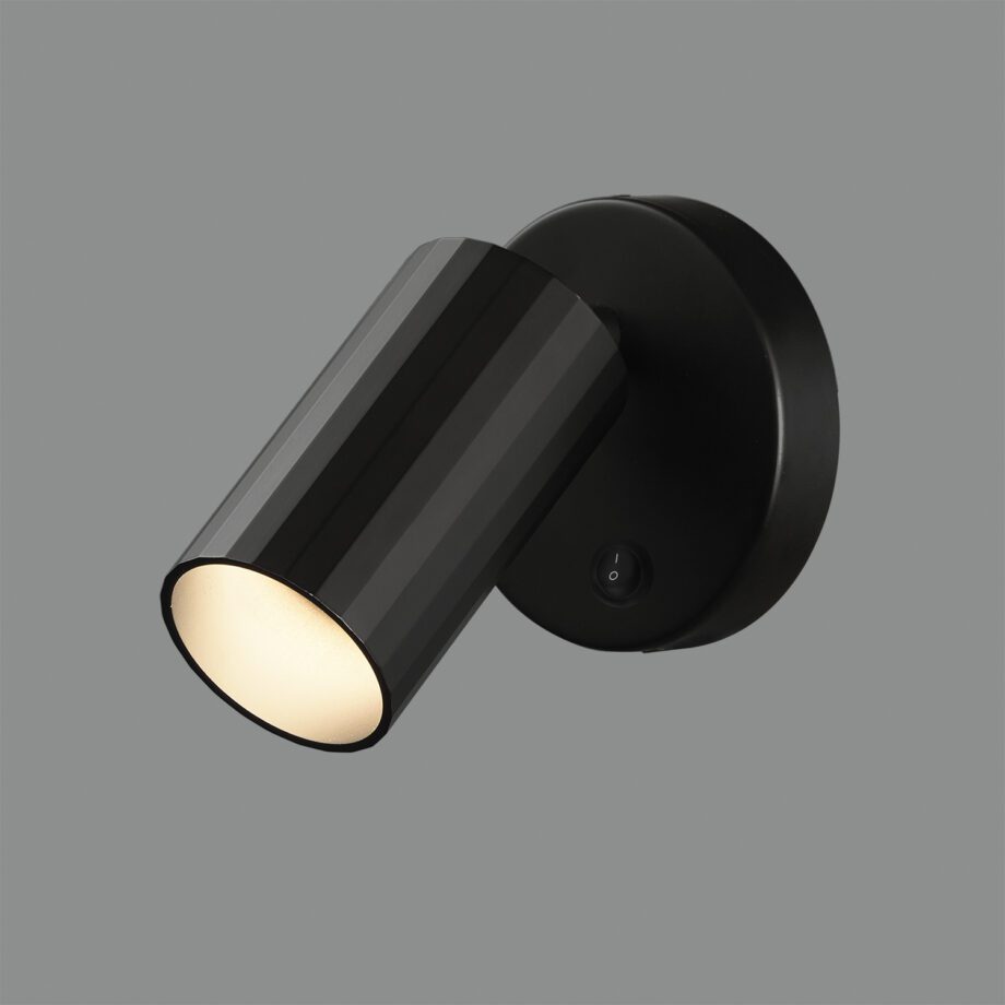 MODRIAN: Aplique de pared negro para bombilla gu10 Led con interruptor, A3951080N Acb Iluminación.