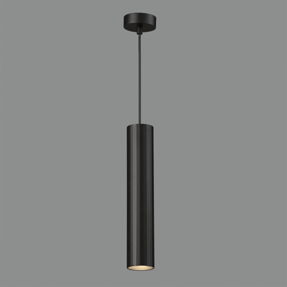MODRIAN: Colgante negro de diseño cilindro para bombilla gu10 Led, C3951080N Acb Iluminación.