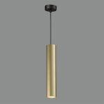 MODRIAN - Colgante de base y cable negro con cilindro dorado para bombilla gu10 Led