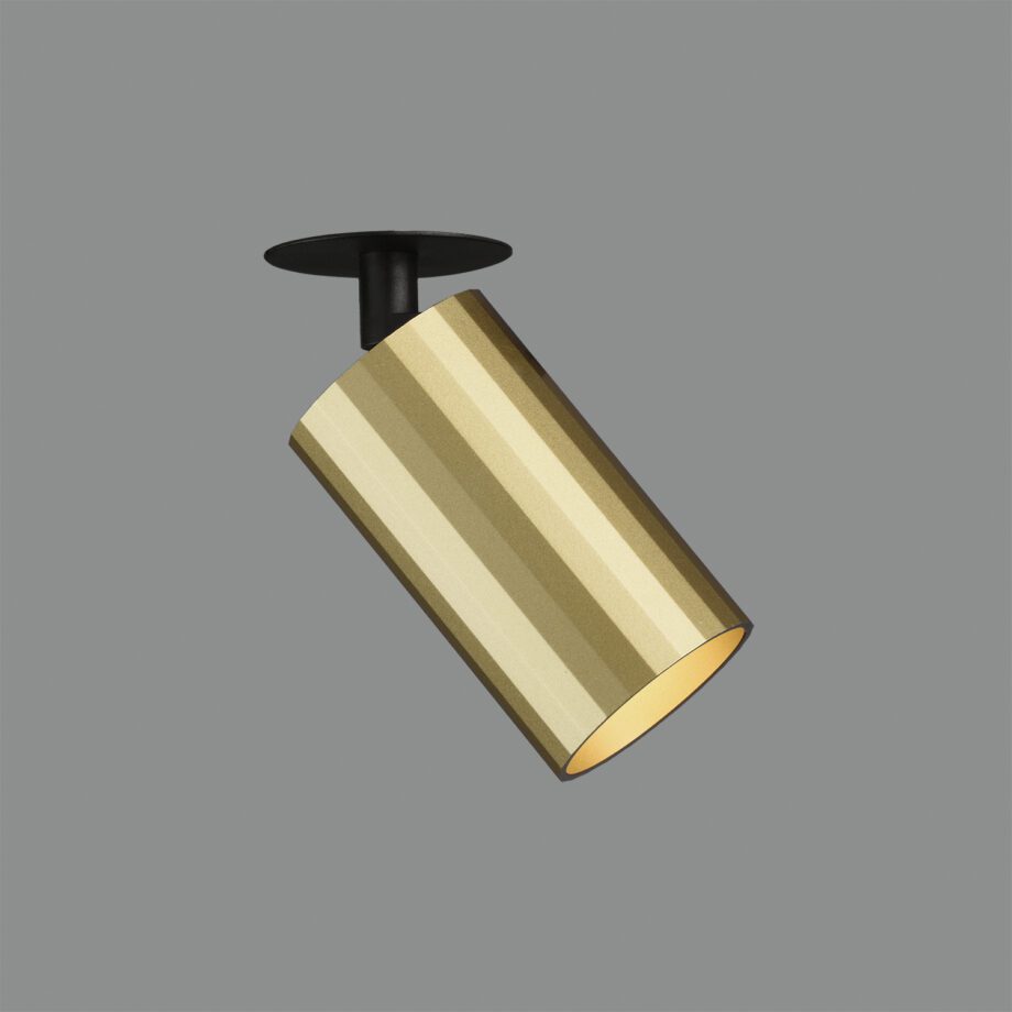 MODRIAN: Foco negro y oro de base empotrable de techo para bombilla gu10, E3951080O Acb Iluminación.