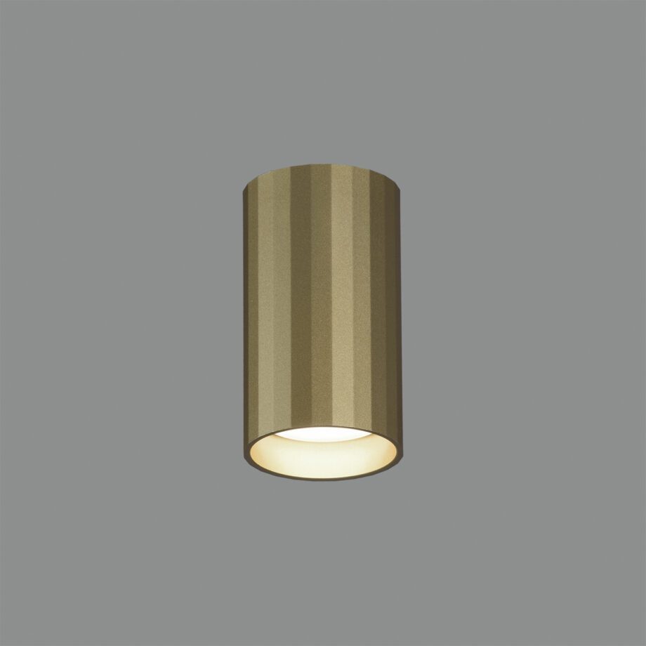 MODRIAN: Cilindro de superficie Oro técnico, Foco de techo para bombilla gu10 Led, P3951080O Acb Iluminación. 10 x 5,6 cm. STOCK DISPONIBLE EN TIENDA