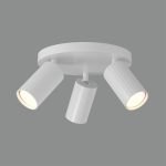 MODRIAN: Base redonda blanca con 3 focos orientables para bombillas gu10 Led, P3951280B Acb Iluminación