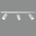 MODRIAN: Regleta blanca rectangular con 3 focos para bombillas gu10 Led, P3951380B Acb Iluminación, 60cm.