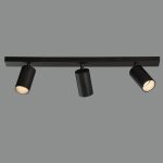 MODRIAN: Regleta negra rectangular de 3 focos orientables para bombillas gu10 Led, P3951380N Acb Iluminación, 60cm.