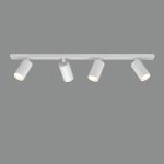 MODRIAN: Regleta blanca rectangular con 4 focos orientables para bombillas gu10 Led, P3951480B Acb Iluminación, 80cm.