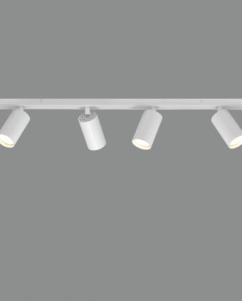 MODRIAN: Regleta blanca rectangular con 4 focos orientables para bombillas gu10 Led, P3951480B Acb Iluminación, 80cm.