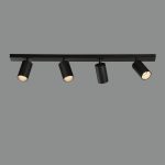 MODRIAN: Regleta rectangular negra de 4 focos para bombillas gu10 Led, P3951480N Acb Iluminación, 80cm. STOCK EN TIENDA