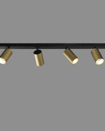 MODRIAN: Regleta negra rectangular de 4 focos oro orientables para bombillas gu10 Led, P3951480O Acb Iluminación, 80cm. STOCK EN TIENDA