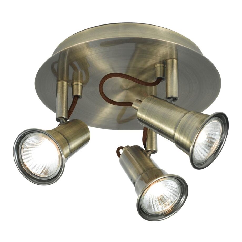 EROS: Plafón focos orientables cuero,  1223AB Search Light, para 3 bombillas gu10. STOCK DISPONIBLE EN TIENDA