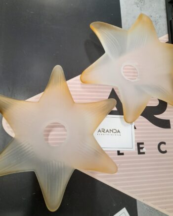 Tulipa cristal plana 6 picos acido mate con filos ámbar 20,5cm, para E14 Fordecor. STOCK DISPONIBLE EN TIENDA