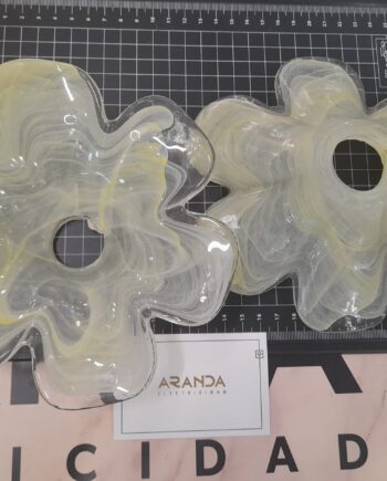 Tulipa cristal plana 6 picos redondeados murano amarillo de 17cm, para E14 Fordecor. STOCK DISPONIBLE EN TIENDA