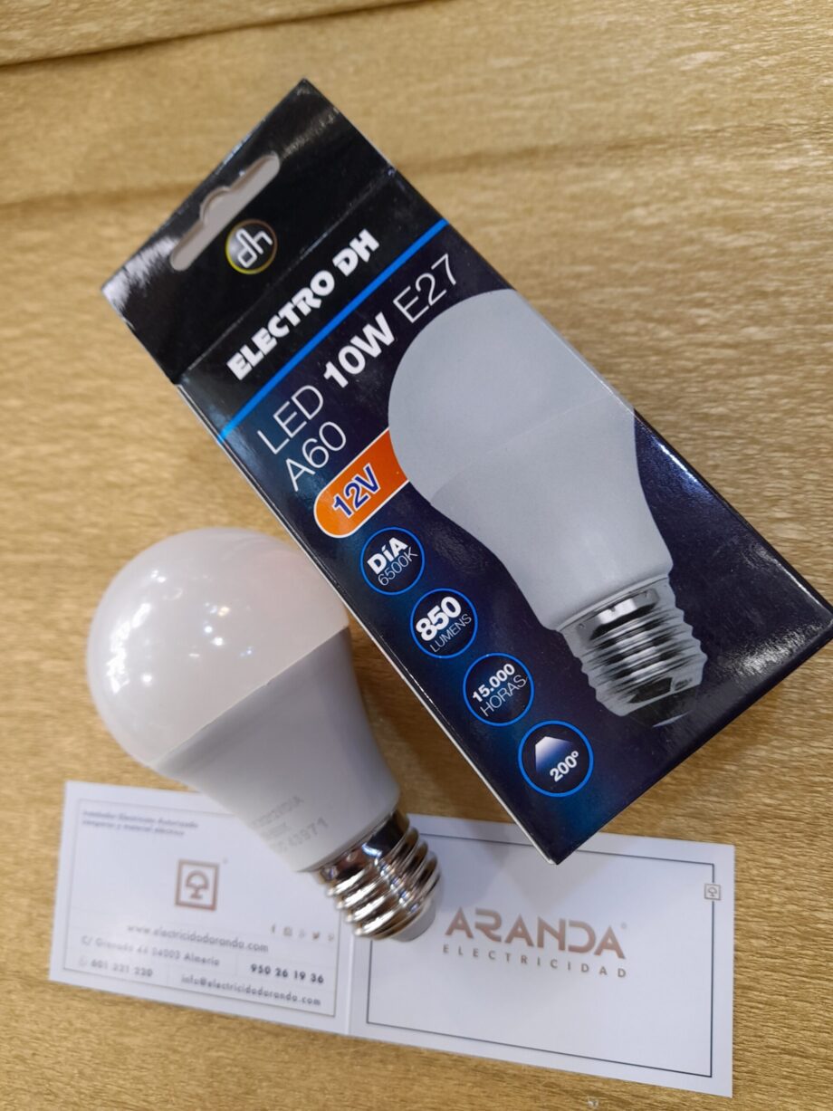 Bombilla standar para energía solar, Led 10w a 12V de E27 Electro DH 81.212/12V/dia.