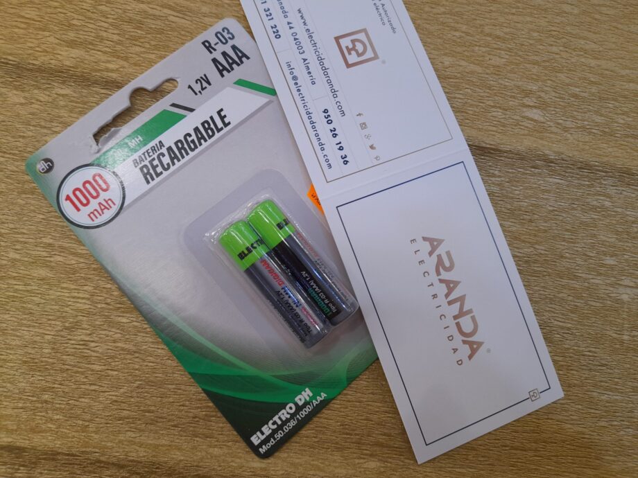 Blister de 2 Baterías / Pilas recargables Níquel AAA 1,2V 50.036/1000/AAA  Electro DH. STOCK DISPONIBLE EN TIENDA