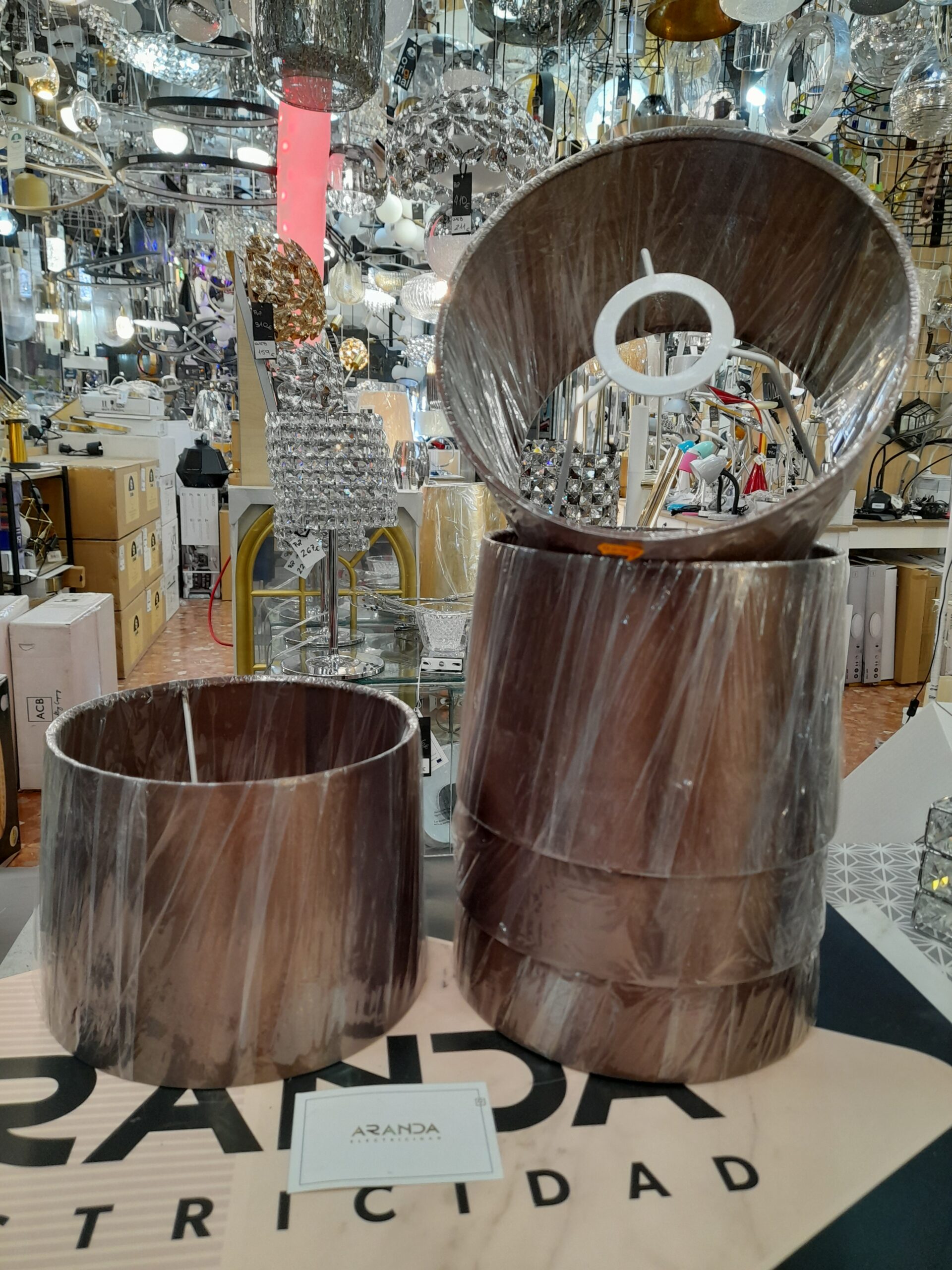 Pantalla para E27, Medida 20cm, Marrón moka cobre XP024 Ajp. STOCK DISPONIBLE EN TIENDA