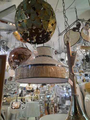 YELL: Lámpara de Pantalla 60cm, Neptuno piedra con Banana, para 3 bombillas E27 y difusor, 470 Marinisa