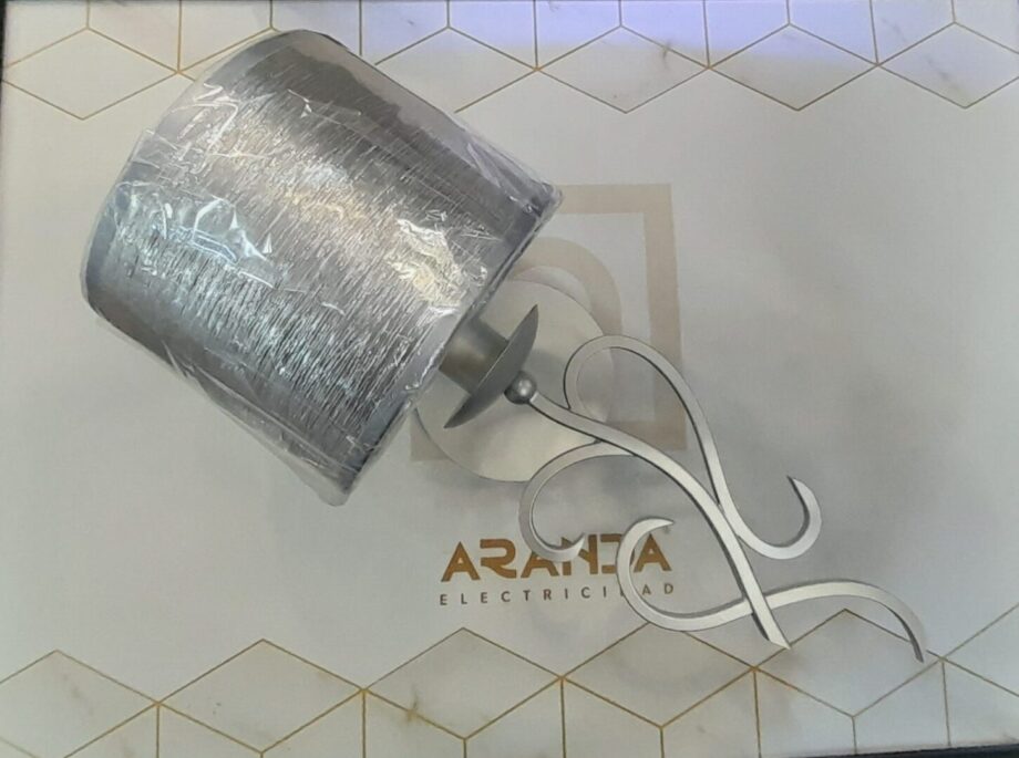 ACACIA: Aplique de pared color gris con pantalla plata, 945AP GL Ajp. STOCK DISPONIBLE EN TIENDA