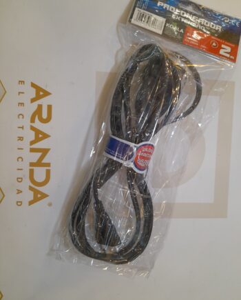 Prolongación / Alargadera cable redondo negro 2 x 1 mm  de 2 metros Hepoluz. STOCK DISPONIBLE EN TIENDA