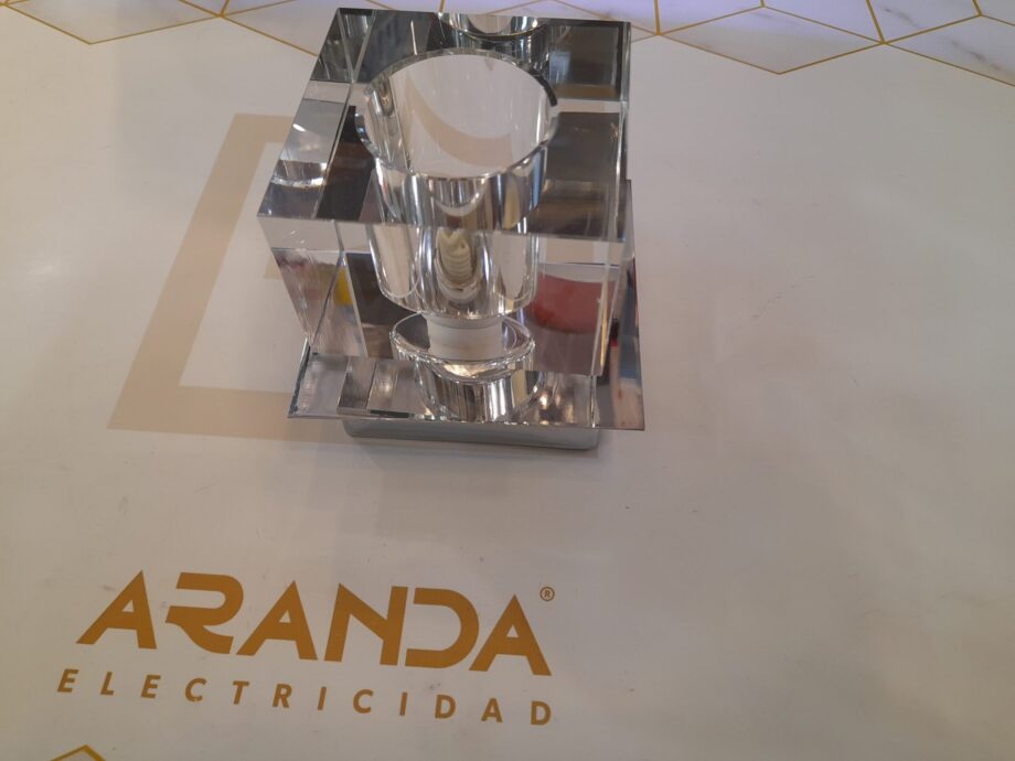 Plafón cromo cubo cristal g9 cromo 1863/1 Xiriluz . STOCK DISPONIBLE EN TIENDA