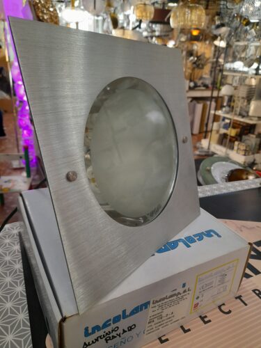 Downlight empotrar cristal y aluminio pulido para bombillas E27, 110 Incolamp