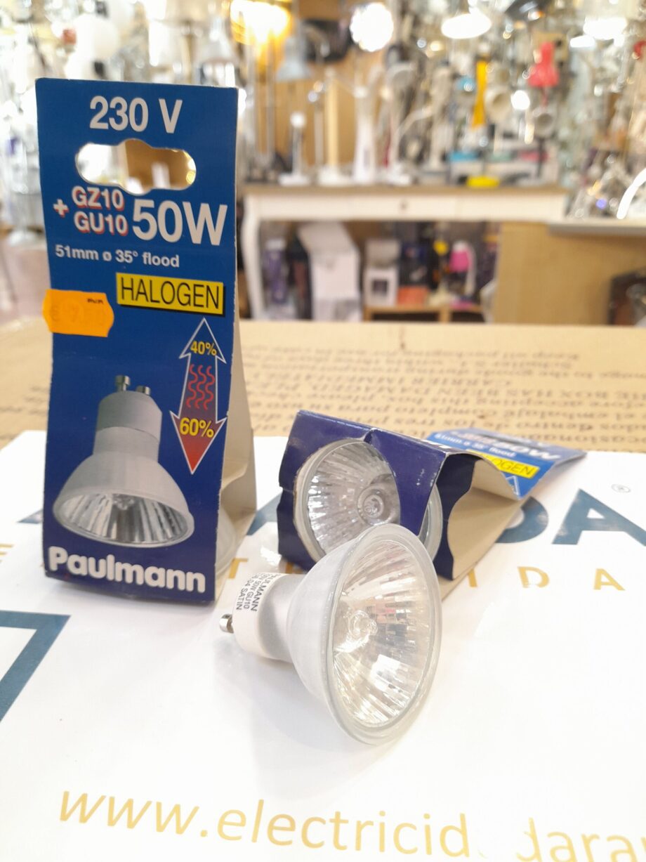 Bombilla halógena dicroica Gu10 50w 230v 35º  Flood 83604 Paulmann. STOCK DISPONIBLE EN TIENDA