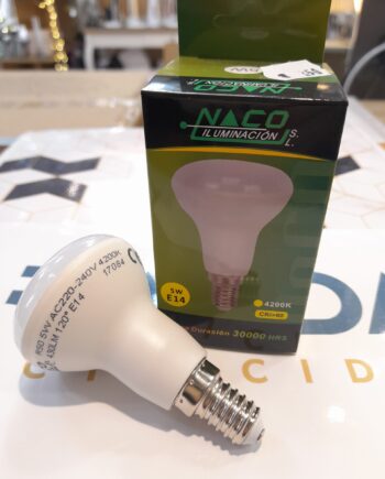 Bombilla 5W Led R50 opal E14, luz neutra 4200k,  Naco. STOCK DISPONIBLE EN TIENDA