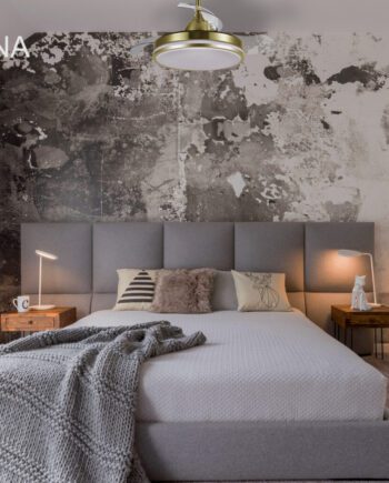 VERONA: Ventilador 50cm Led dorado con palas retráctiles motor DC con APP 10473 Jueric.