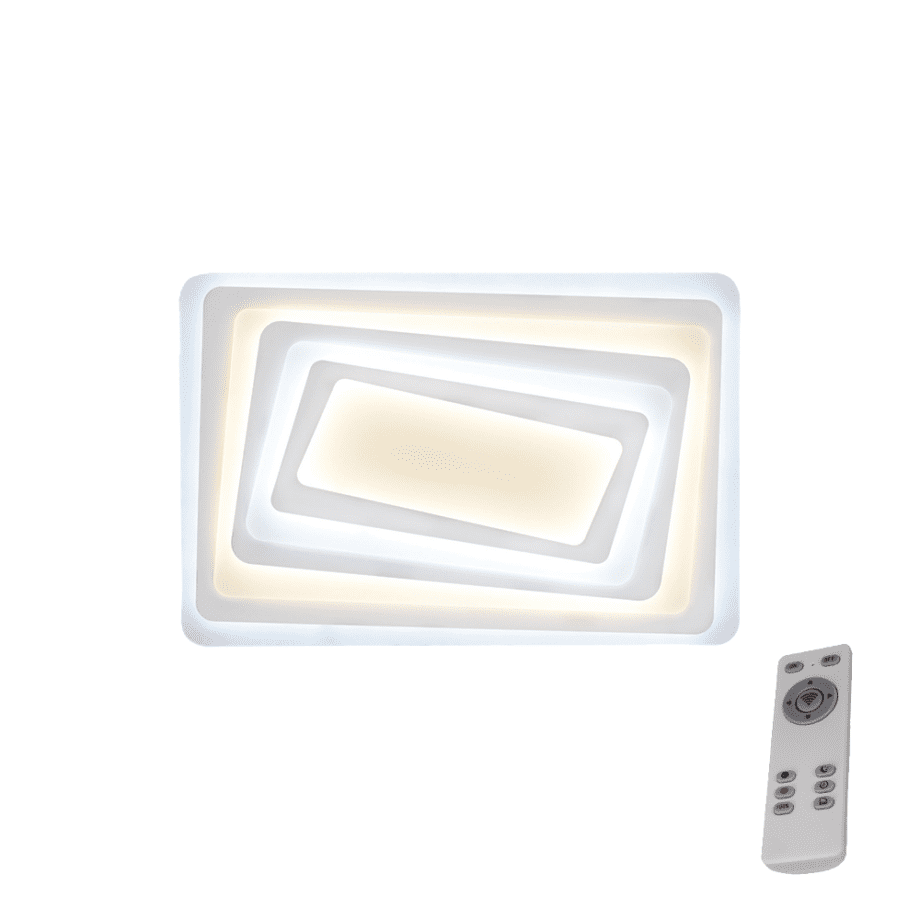 MAYA XL: Plafón rectangular con 204w Led, con mando a distancia dimable, Acontract-Luz. 90 x 60 cm
