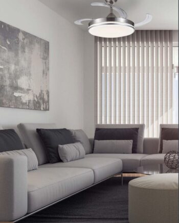 VERONA: Ventilador 50cm Led níquel con palas retráctiles motor DC con APP 10471 Jueric.